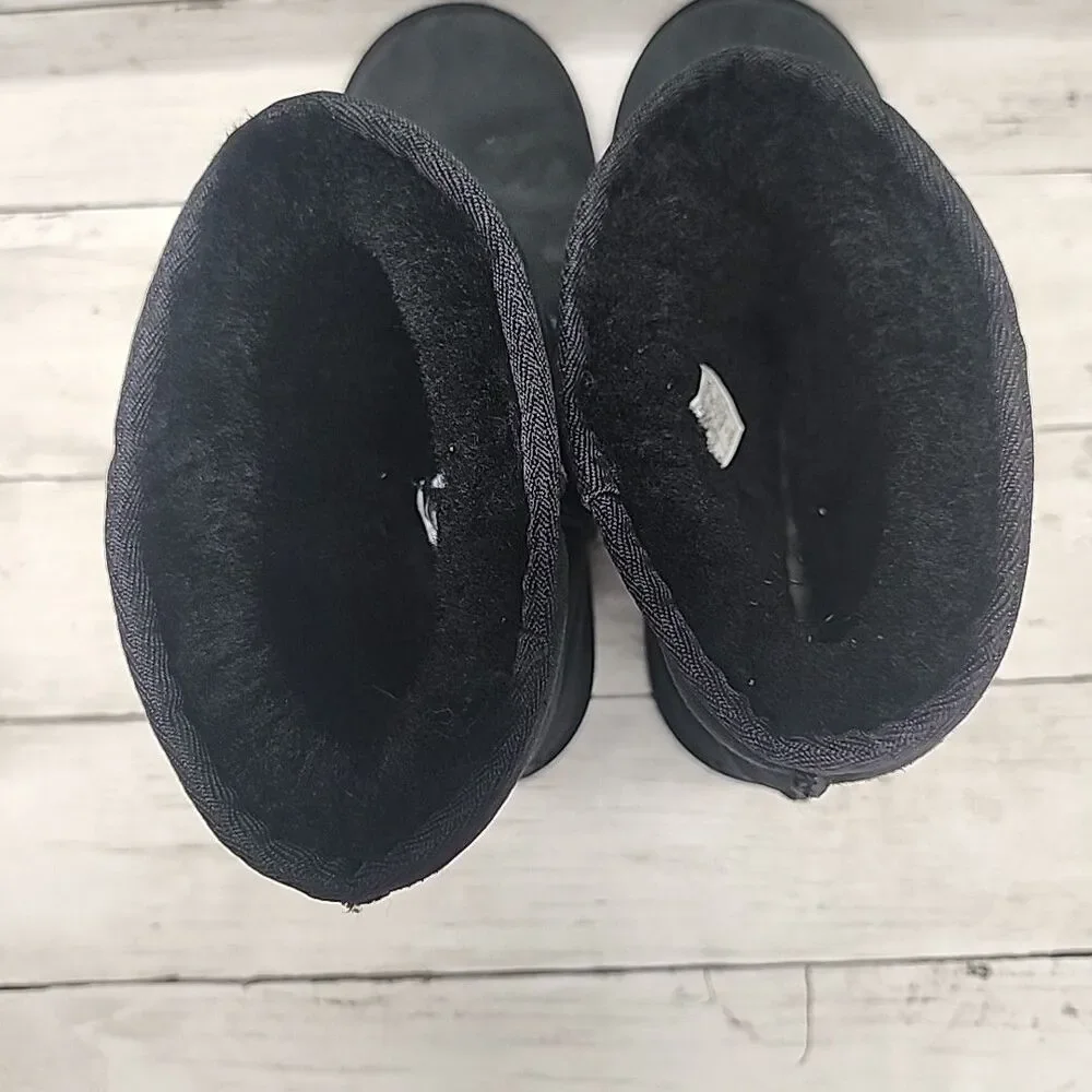 UGG Boots Classic Short II Black Suede Fur Boots Women Size 6